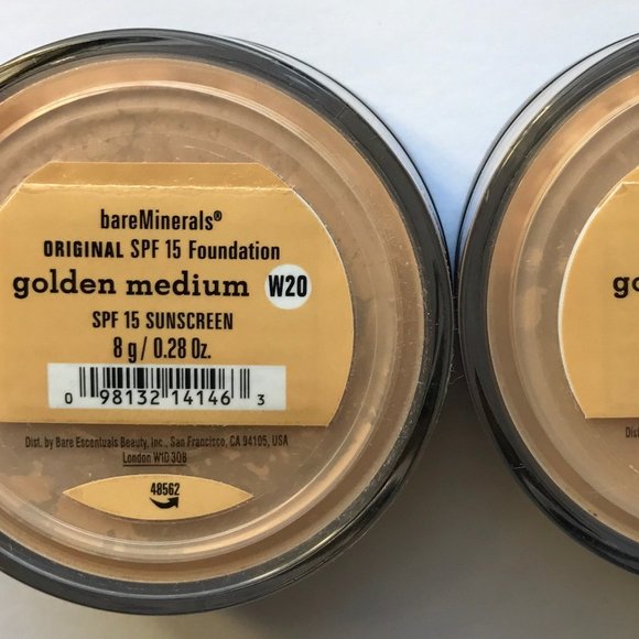 #NWT bareMinerals SPF15 Original Foundation Golden Medium W20 8g/0.28oz Lot of 2 - Picture 1 of 2